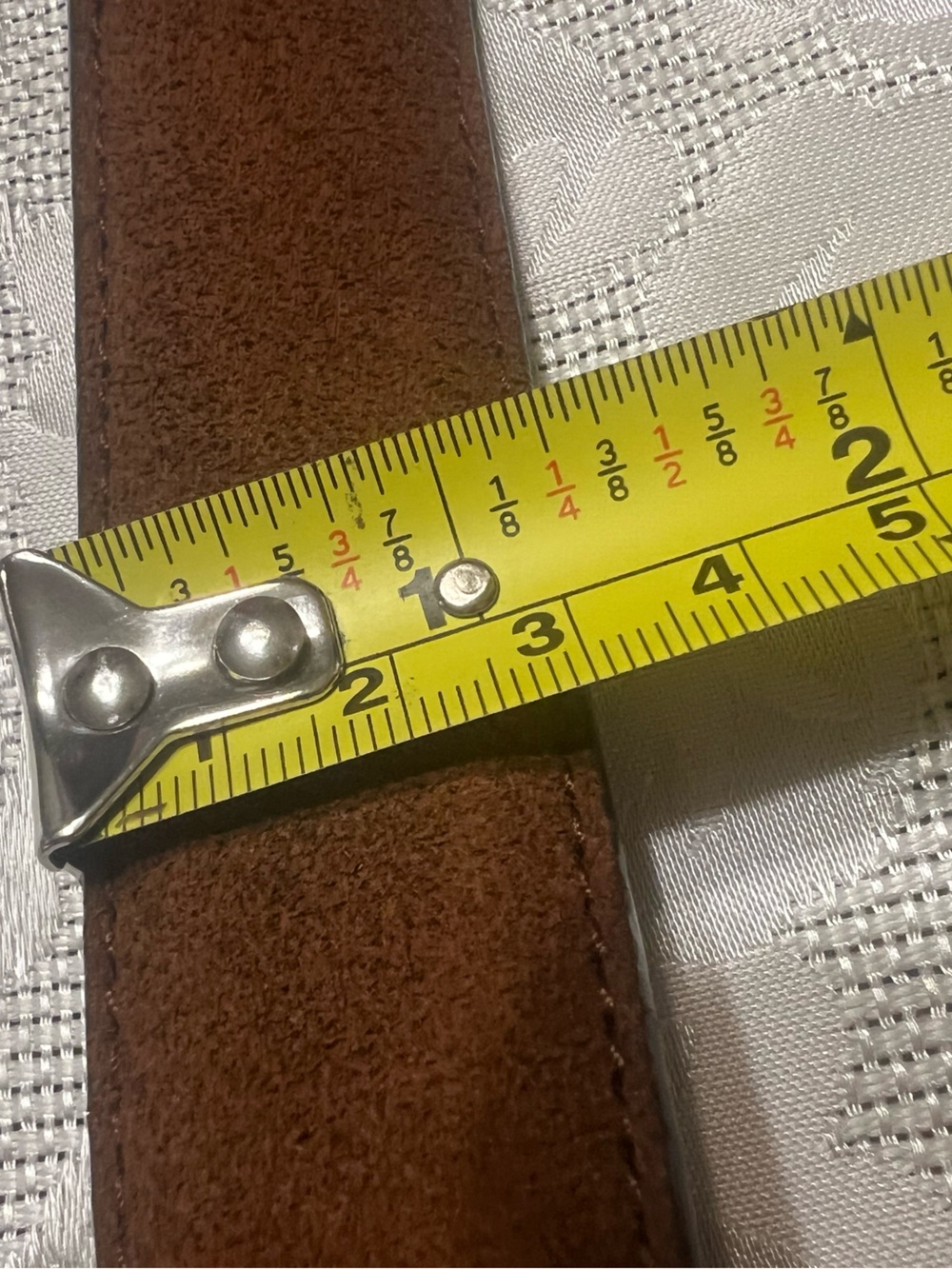 Women's Brown Suede Belt with Round Brass Buckle - Picture 8 of 10